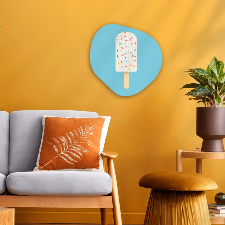 Ijsje - Stokje - Sprinkles - Lichtblauw Wandcirkel Organisch Forex 3mm klein -sfeer4