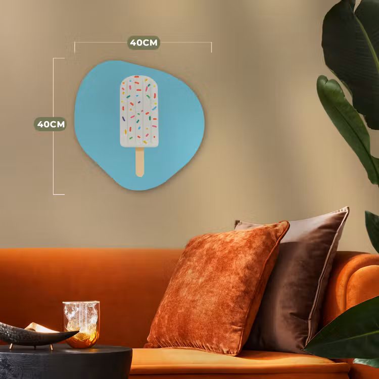Ijsje - Stokje - Sprinkles - Lichtblauw Wandcirkel Organisch Forex 3mm klein -sfeer3