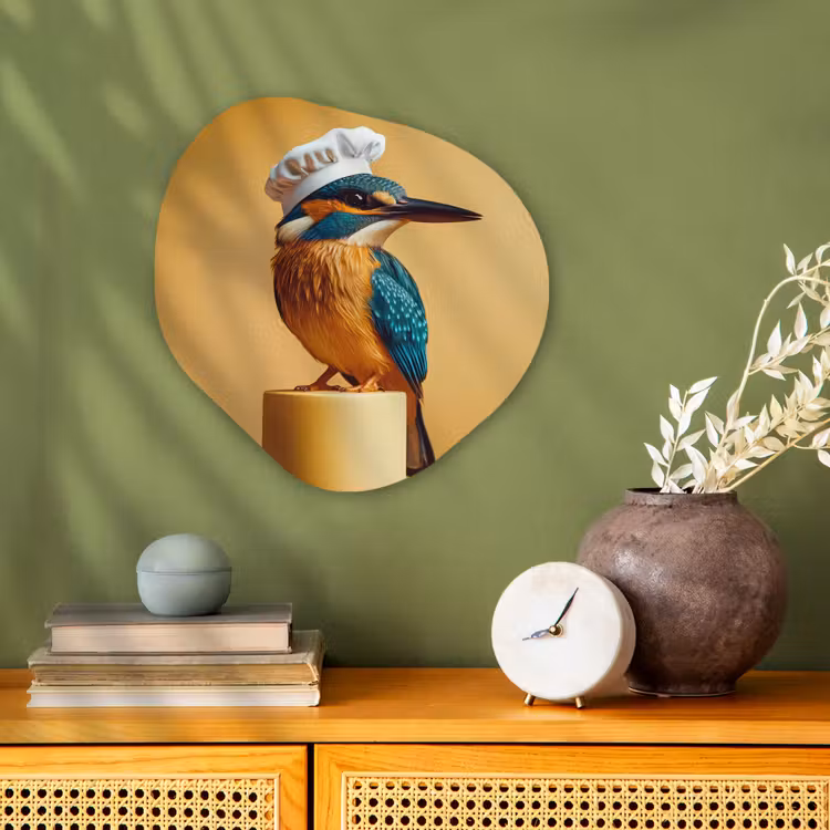 Ijsvogel - Pilaar - Koksmuts - Vogel Wandcirkel Organisch Forex 3mm klein -sfeer2