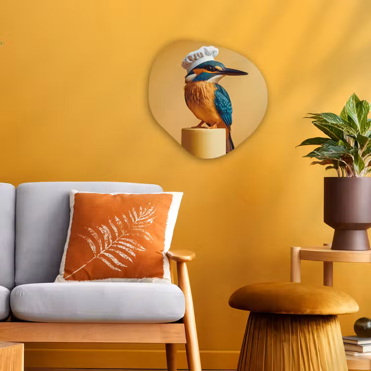 Ijsvogel - Pilaar - Koksmuts - Vogel Wandcirkel Organisch Forex 3mm klein -sfeer4