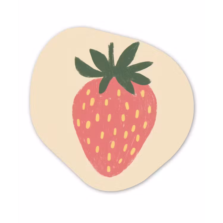 Aardbei - Minimalistisch - Rood - Fruit Wandcirkel Organisch Forex 3mm klein -3d