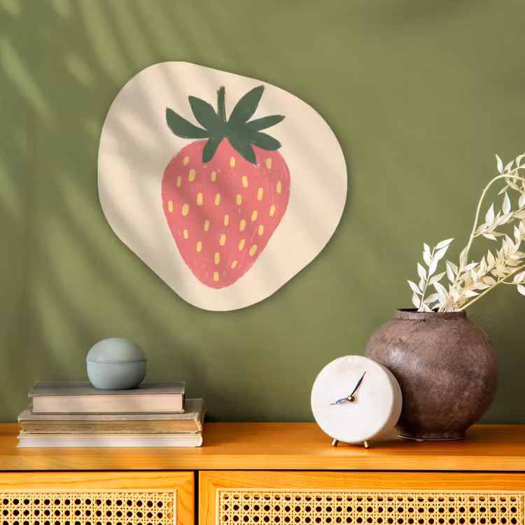 Aardbei - Minimalistisch - Rood - Fruit Wandcirkel Organisch Forex 3mm klein -sfeer2