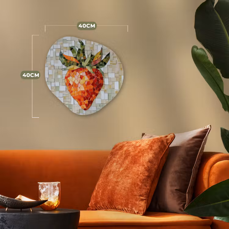 Aardbei - Rood - Mozaïek - Fruit Wandcirkel Organisch Forex 3mm klein -sfeer3