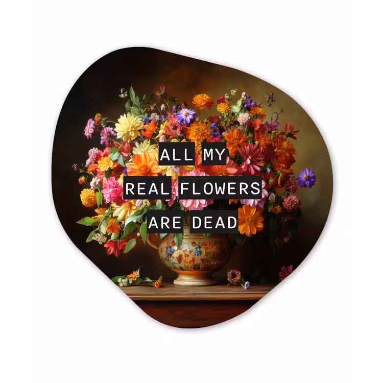 Kleur - Bloemen - Vintage - Bloemenvaas Wandcirkel Organisch Forex 3mm klein -3d
