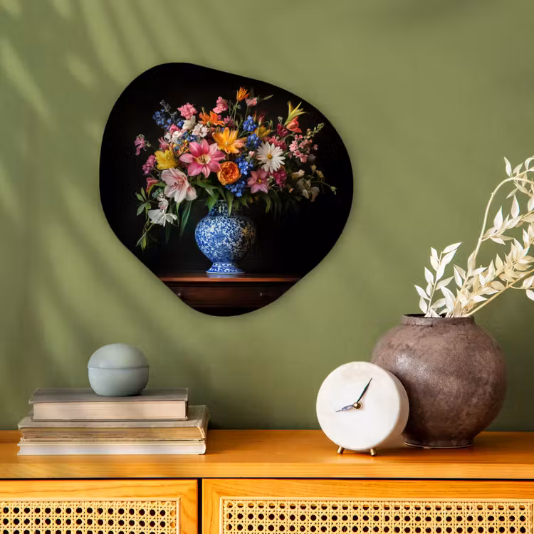 Kleur - Vaas - Bloemen - Boeket Wandcirkel Organisch Forex 3mm klein -sfeer2