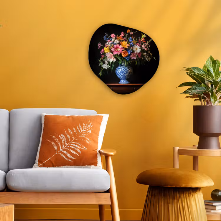 Kleur - Vaas - Bloemen - Boeket Wandcirkel Organisch Forex 3mm klein -sfeer4