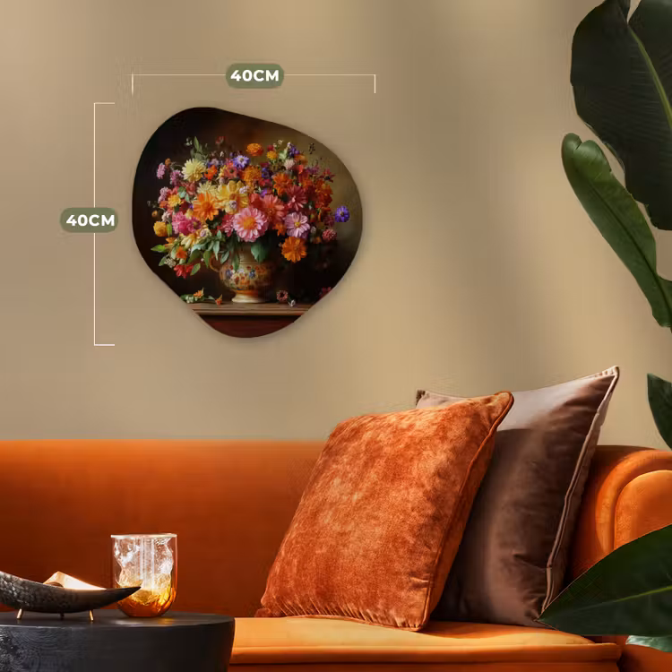 Kleuren - Boeket - Vaas - Hout Wandcirkel Organisch Forex 3mm klein -sfeer3