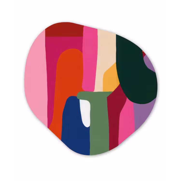 Kleurvakken - Recht - Rond - Abstract Wandcirkel Organisch Forex 3mm klein -3d