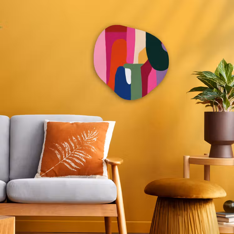 Kleurvakken - Recht - Rond - Abstract Wandcirkel Organisch Forex 3mm klein -sfeer4