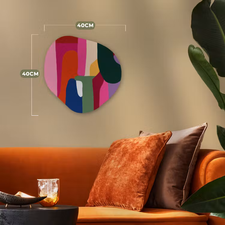 Kleurvakken - Recht - Rond - Abstract Wandcirkel Organisch Forex 3mm klein -sfeer3