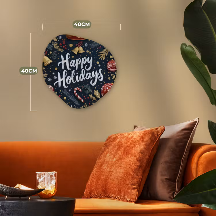 Feestelijk - Kerstgroet - Kleurrijk Wandcirkel Organisch Forex 3mm klein -sfeer3