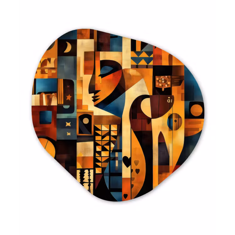 Figuren - Abstract - Symbolen Wandcirkel Organisch Forex 3mm klein -3d
