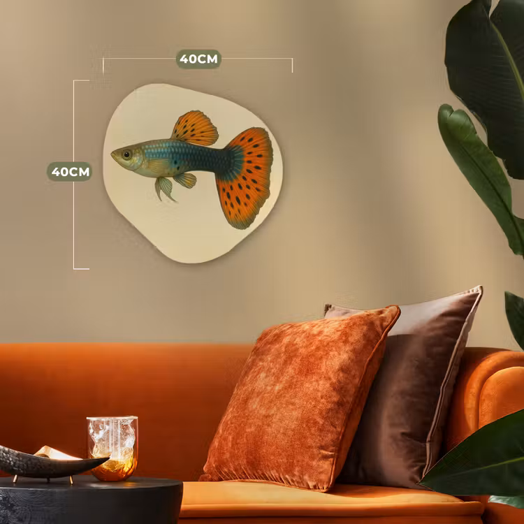 Vis - illustratie - Stippen - Oranje Wandcirkel Organisch Forex 3mm klein -sfeer3
