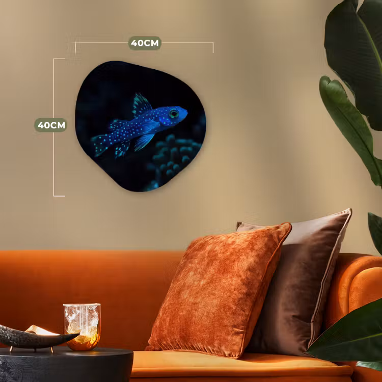 Vis - Stippen - Koraal - Blauw Wandcirkel Organisch Forex 3mm klein -sfeer3