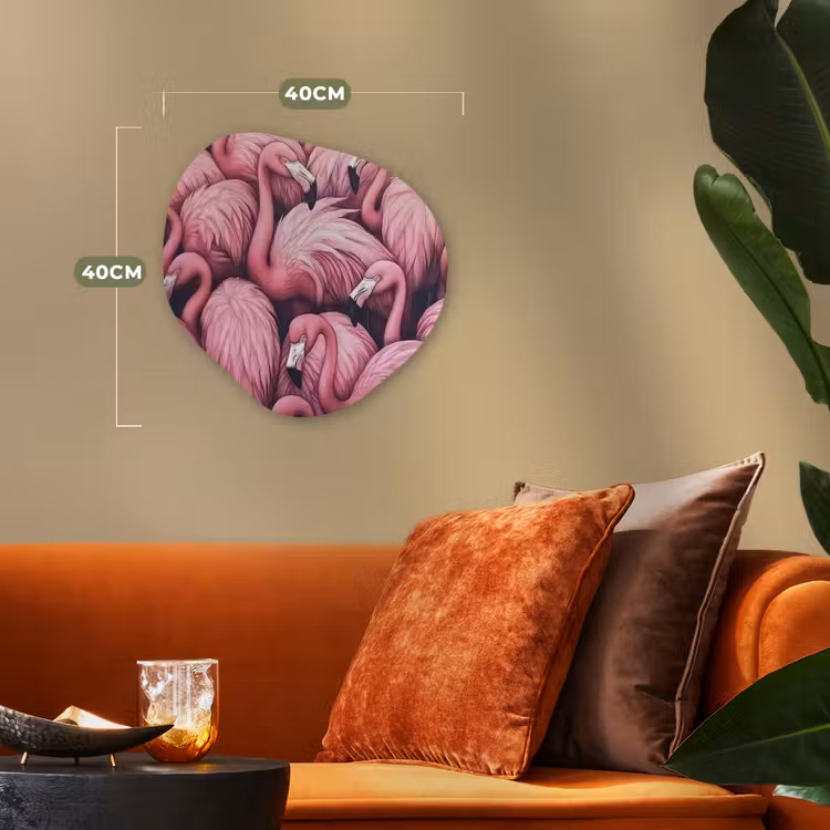 Flamingo - Roze - Dieren Wandcirkel Organisch Forex 3mm klein -sfeer3