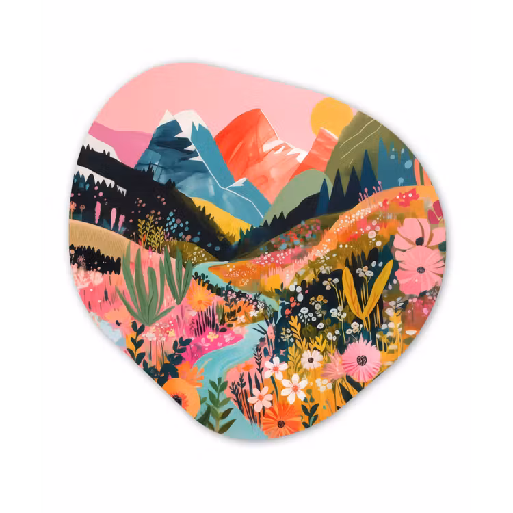 Rivier - Diepte - Bloemen Wandcirkel Organisch Forex 3mm klein -3d