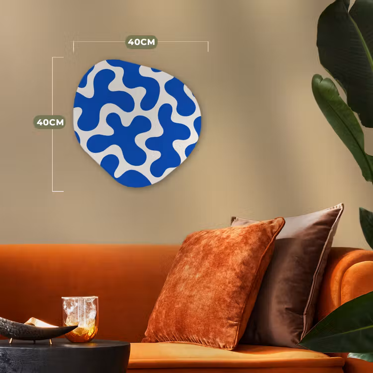 Vormen - Abstract - Blauw - Golven Wandcirkel Organisch Forex 3mm klein -sfeer3