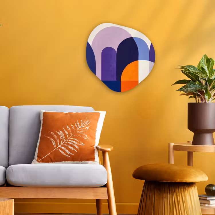 Vormen - Abstract - Grafisch - Oranje Wandcirkel Organisch Forex 3mm klein -sfeer4