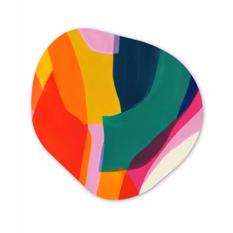 Vormen - Golvend - Abstract - Felroze Wandcirkel Organisch Forex 3mm klein -3d