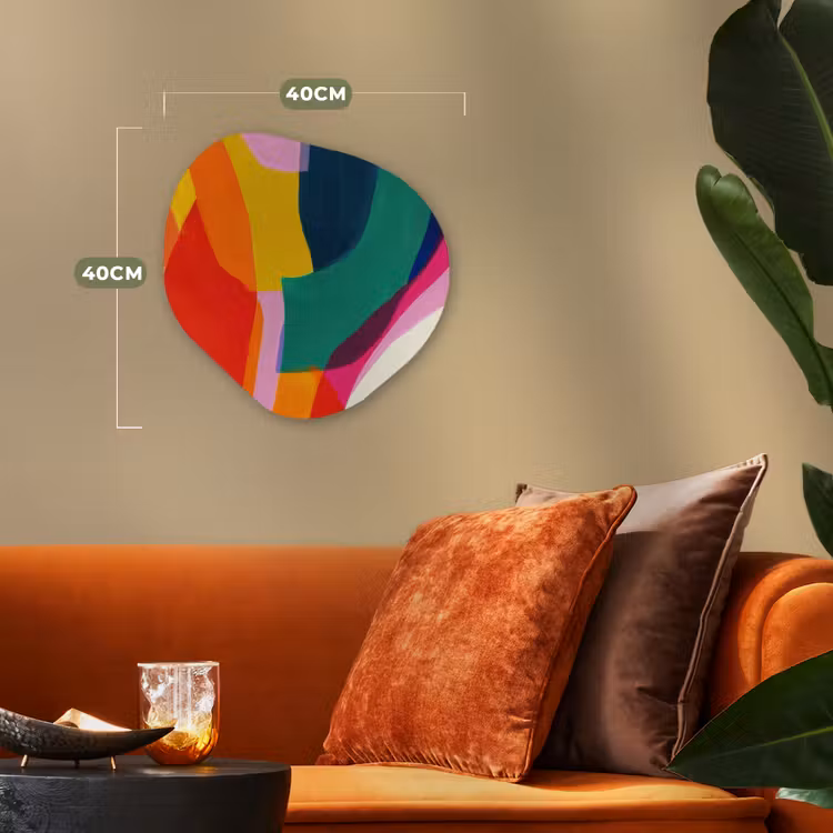 Vormen - Golvend - Abstract - Felroze Wandcirkel Organisch Forex 3mm klein -sfeer3