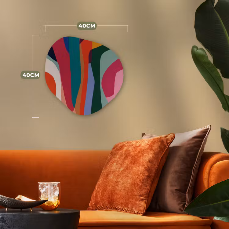 Vormen - Bochten - Kleurrijk - Abstract Wandcirkel Organisch Forex 3mm klein -sfeer3