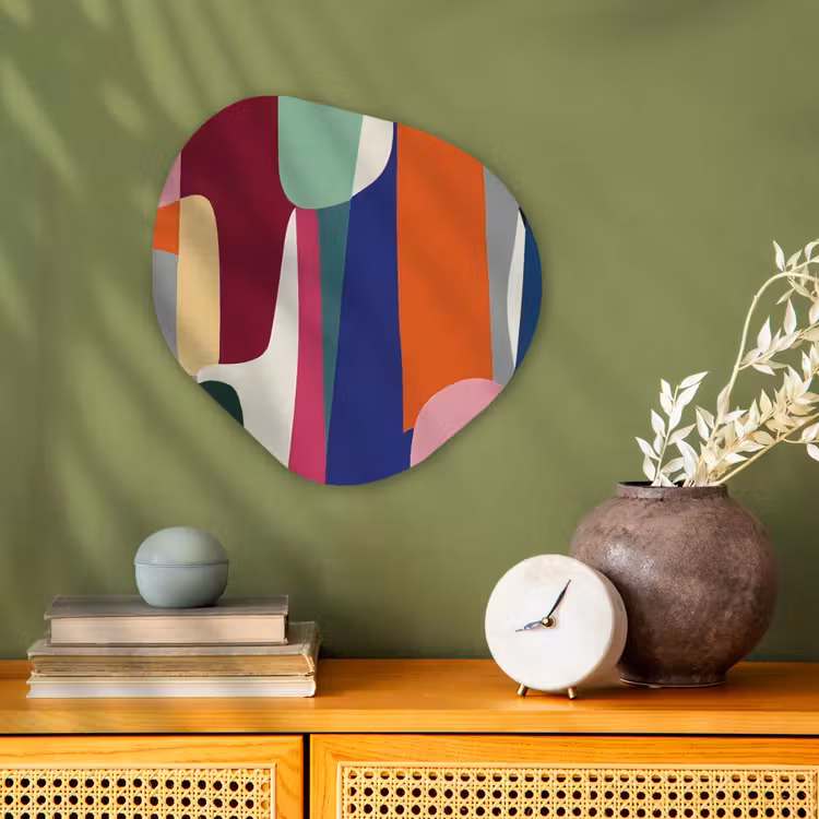 Vormen - Ritmisch - Kleuren - Abstract Wandcirkel Organisch Forex 3mm klein -sfeer2