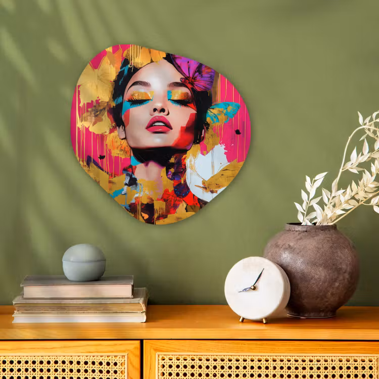 Vrouw - Abstract - Kleurrijk Wandcirkel Organisch Forex 3mm klein -sfeer2