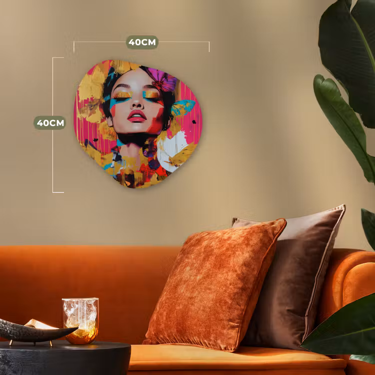 Vrouw - Abstract - Kleurrijk Wandcirkel Organisch Forex 3mm klein -sfeer3