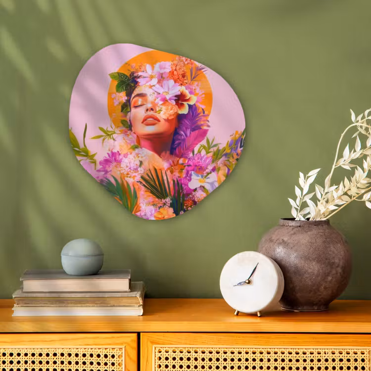 Vrouw - Abstract - Cirkel - Bloemen Wandcirkel Organisch Forex 3mm klein -sfeer2