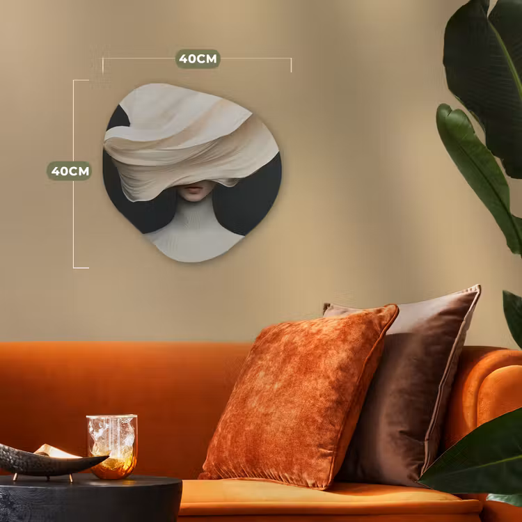 Vrouw - Beige - hoed Wandcirkel Organisch Forex 3mm klein -sfeer3