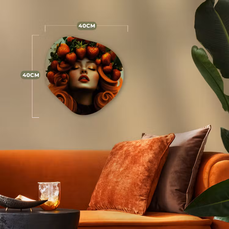 Vrouw - Aardbeien - Kroon Wandcirkel Organisch Forex 3mm klein -sfeer3