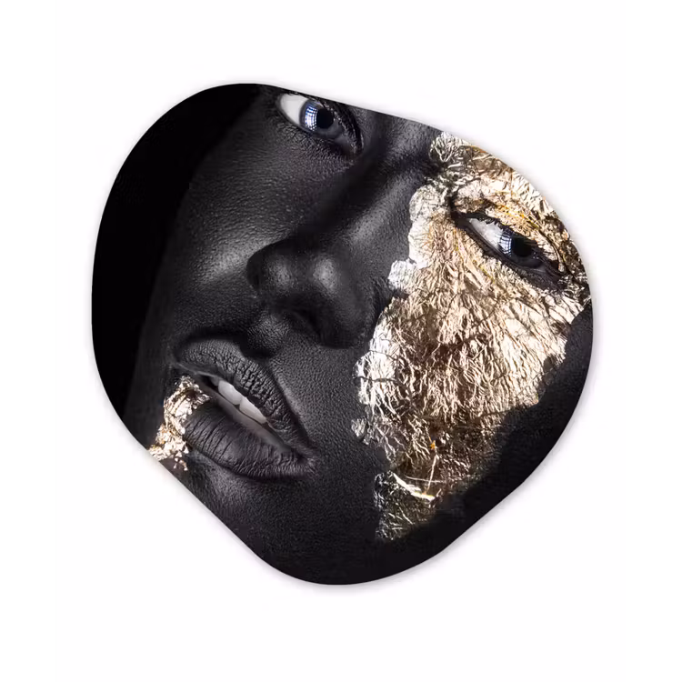 Vrouw - Goud - Zwart - Verf - Luxe Wandcirkel Organisch Forex 3mm klein -3d