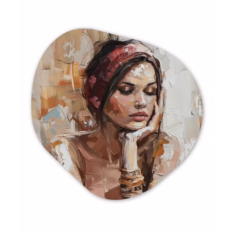 Vrouw - Verflook - Portret - Modern Wandcirkel Organisch Forex 3mm klein -3d