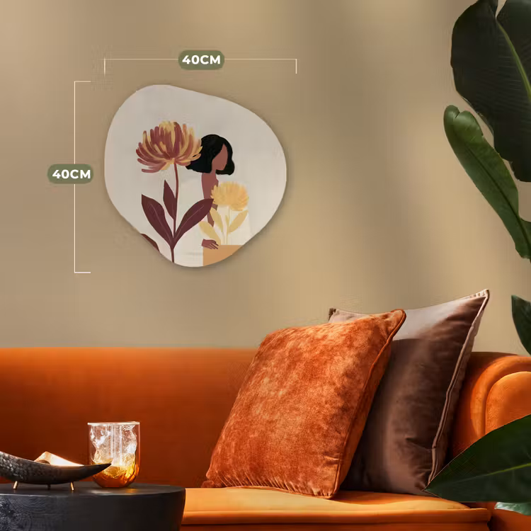 Vrouw - Minimalistisch - Bloem Wandcirkel Organisch Forex 3mm klein -sfeer3