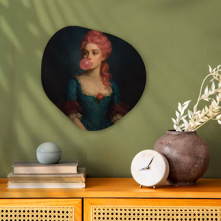 Vrouw - Portret - Kauwgombel Wandcirkel Organisch Forex 3mm klein -sfeer2