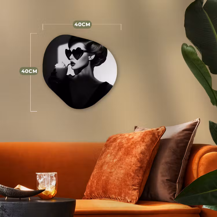 Vrouw - Zwart - Hart Wandcirkel Organisch Forex 3mm klein -sfeer3