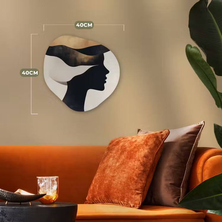 Vrouw - Golven - Zwart Wandcirkel Organisch Forex 3mm klein -sfeer3