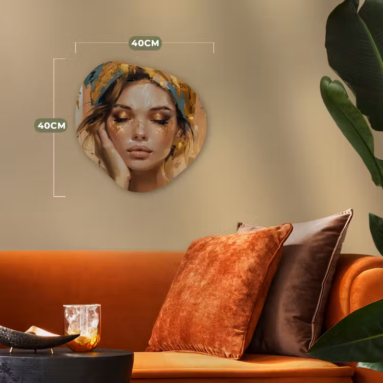 Vrouwen - Portret - Luxe - Goud Wandcirkel Organisch Forex 3mm klein -sfeer3
