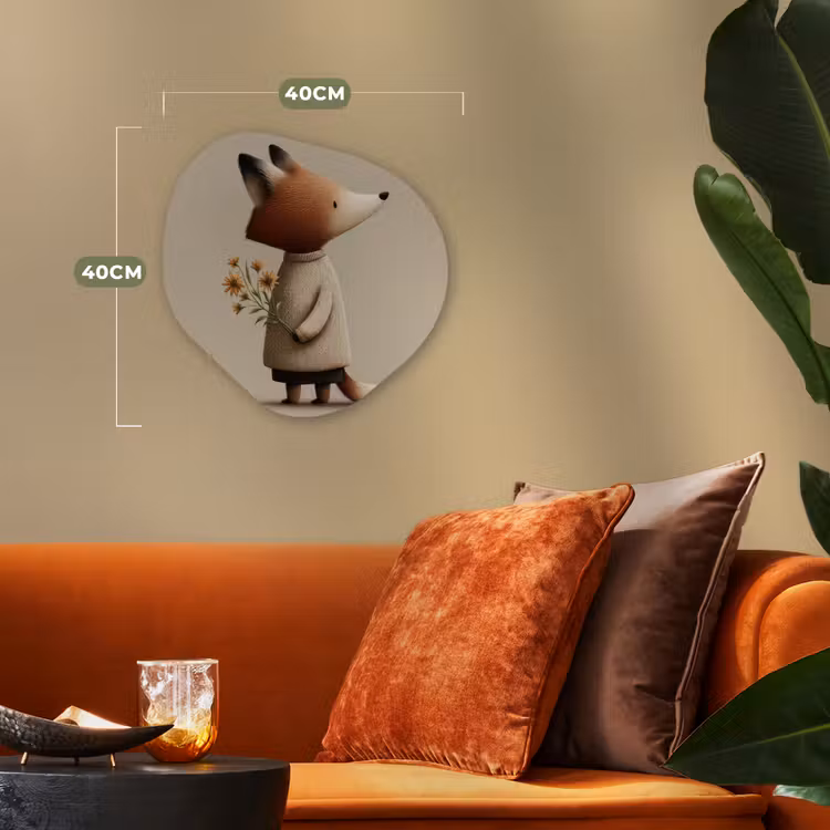 Vos - Gele bloemen - Minimalistisch Wandcirkel Organisch Forex 3mm klein -sfeer3