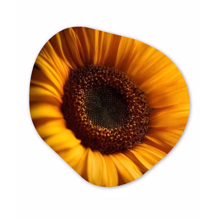 Geel - Zonnebloem - Zomers Wandcirkel Organisch Forex 3mm klein -3d