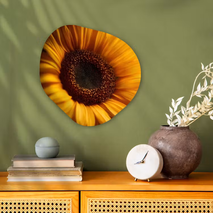 Geel - Zonnebloem - Zomers Wandcirkel Organisch Forex 3mm klein -sfeer2