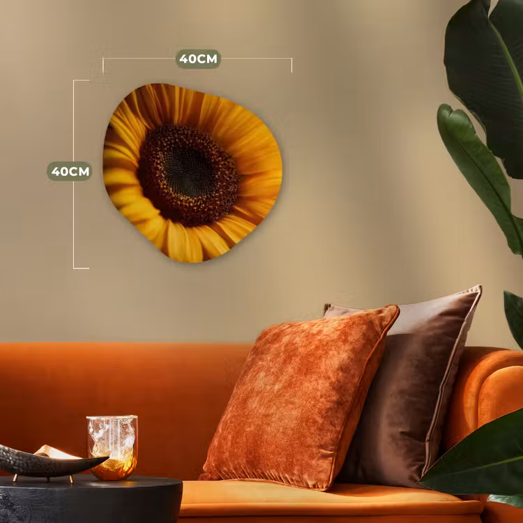 Geel - Zonnebloem - Zomers Wandcirkel Organisch Forex 3mm klein -sfeer3
