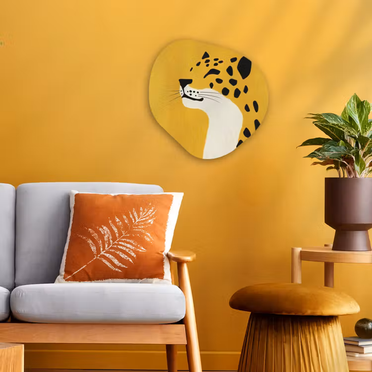 Cheetah - Illustratie - Geel Wandcirkel Organisch Forex 3mm klein -sfeer4