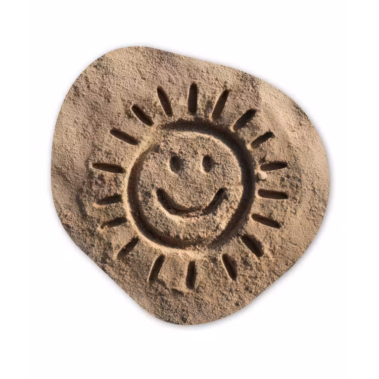 Gezichtje - Zon - Zand - Getekend Wandcirkel Organisch Forex 3mm klein -3d