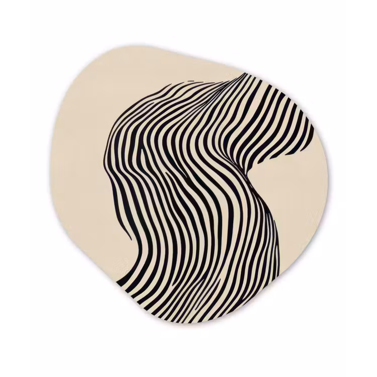 Golvend - Lijnen - Abstract - Silhouet Wandcirkel Organisch Forex 3mm klein -3d