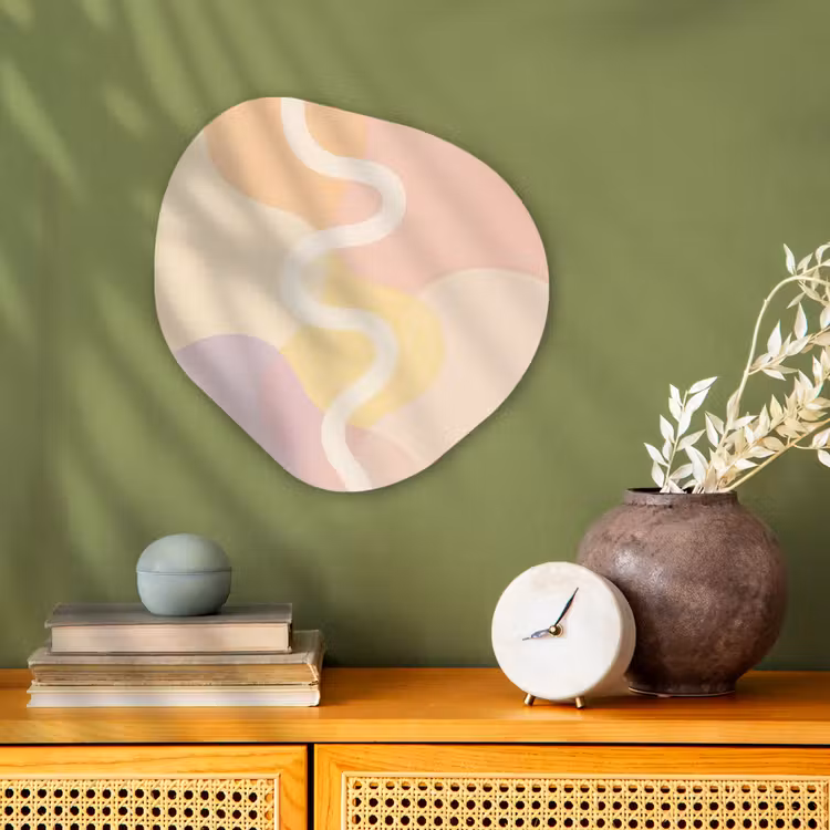 Golvende vormen - Abstract - pastel Wandcirkel Organisch Forex 3mm klein -sfeer2
