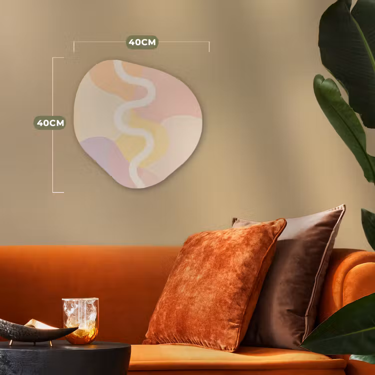 Golvende vormen - Abstract - pastel Wandcirkel Organisch Forex 3mm klein -sfeer3
