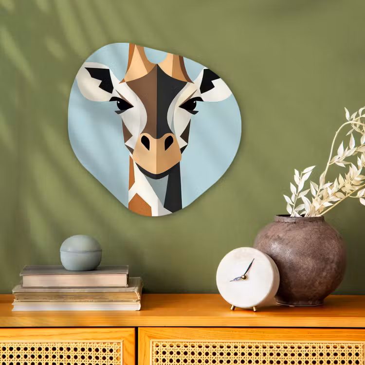 Giraffe - Illustratie - Bruin - Minimalistisch Wandcirkel Organisch Forex 3mm klein -sfeer2