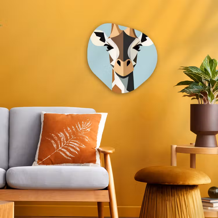 Giraffe - Illustratie - Bruin - Minimalistisch Wandcirkel Organisch Forex 3mm klein -sfeer4