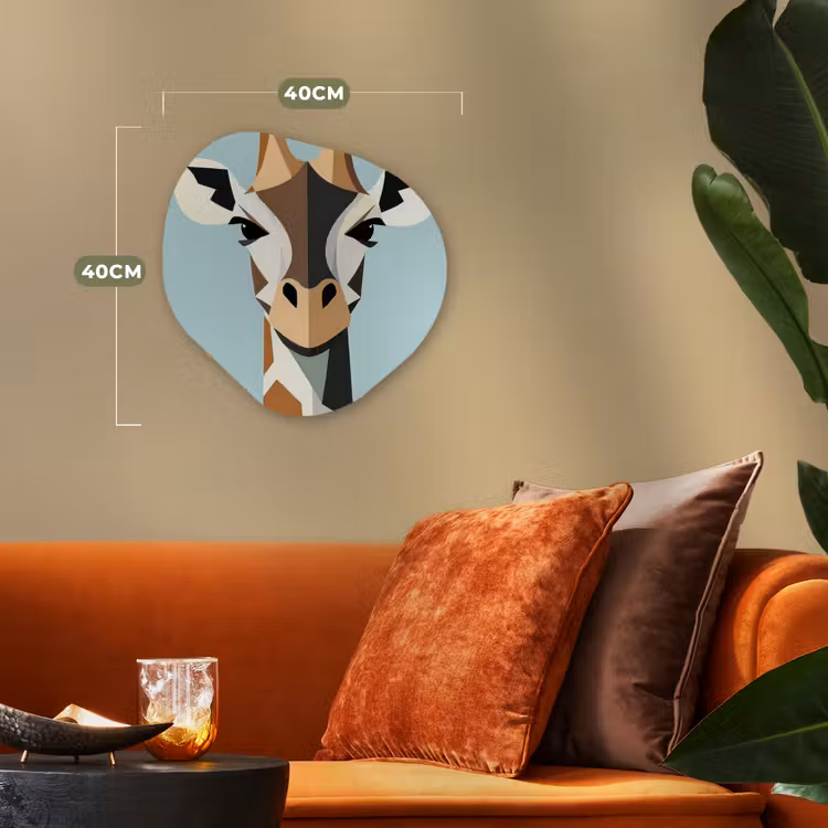 Giraffe - Illustratie - Bruin - Minimalistisch Wandcirkel Organisch Forex 3mm klein -sfeer3